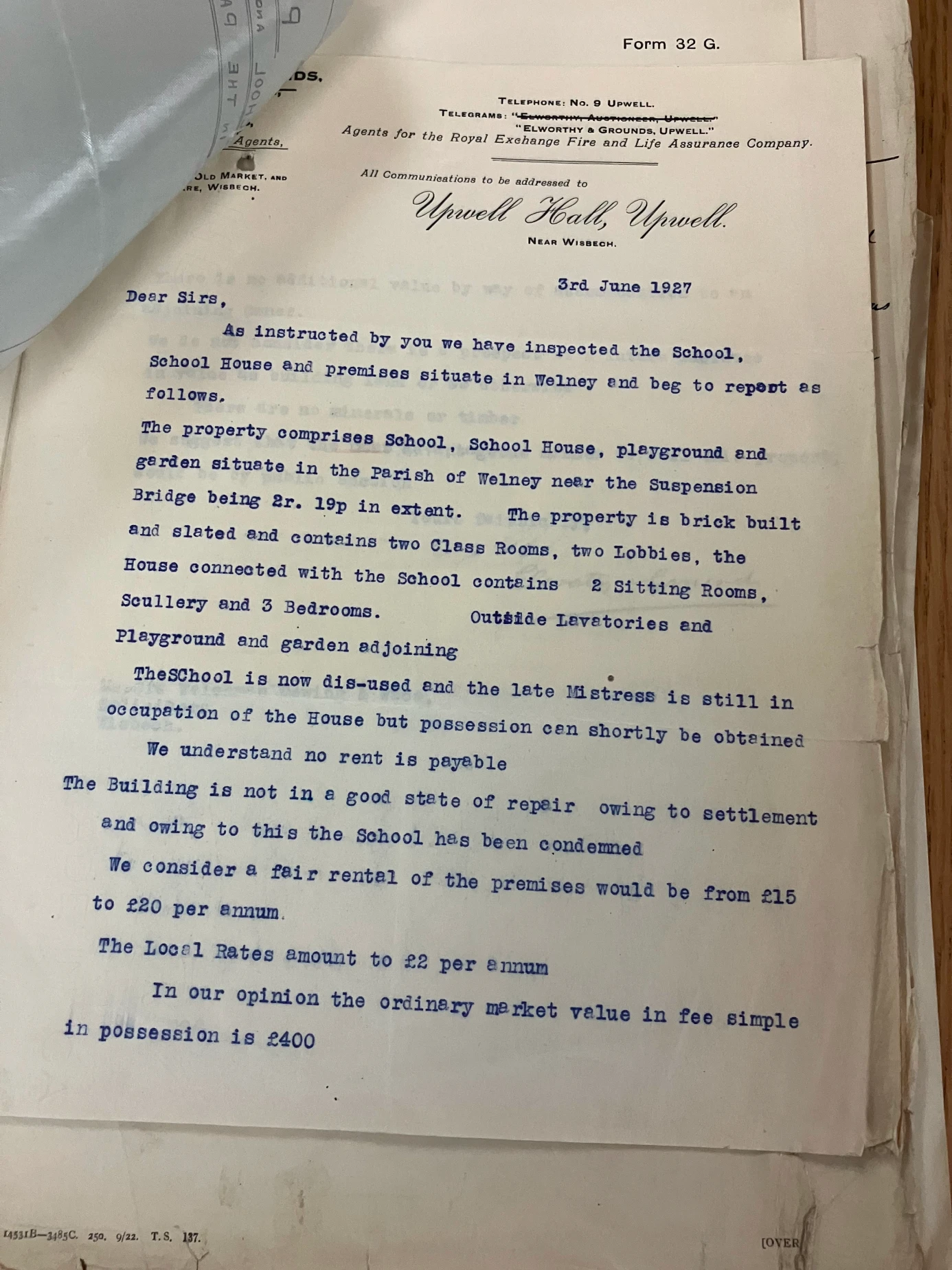 Valuation of the school property